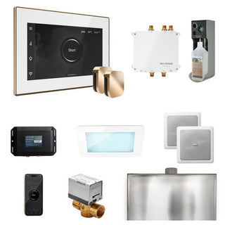 MrSteam Bliss Max Steam Shower Control Package with iSteamX Control and Steamhead - White - Polished Gold