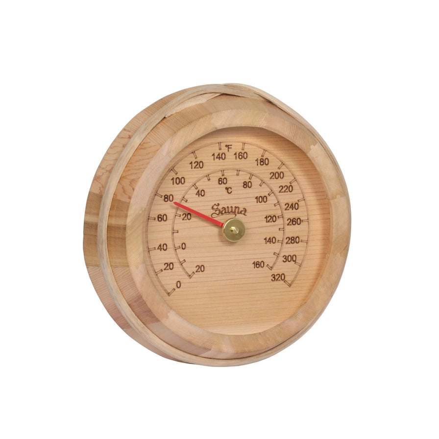 Cedar Thermometer C-F 8.75" Diameter | The Sauna Place