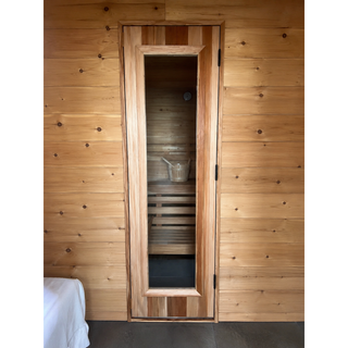 Cedar Door with Clear Rectangle Tempered Glass - 24″ x 72″ or 24″ x 80″