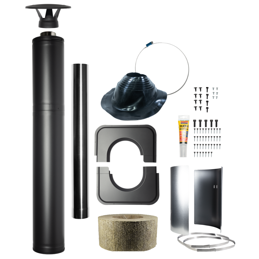 chimney イエティくん ２セット Black Steel Chimney Kit 1.5m/1m | Harvia – The Sauna Place
