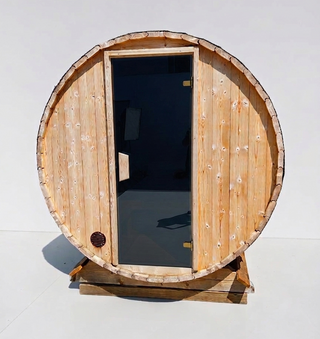 Lumina 3–4 Person Outdoor Barrel Sauna – Showroom Model | Heritage™