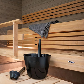 Plastic Black Bucket (1.84 gal.) & Dipper | Harvia