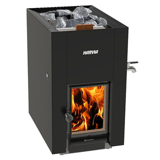 Harvia Linear 22 Greenflame Black Wood Burning Sauna Stove