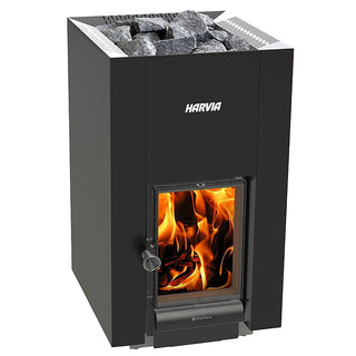 Harvia Linear 22 Greenflame Black Wood Burning Sauna Stove