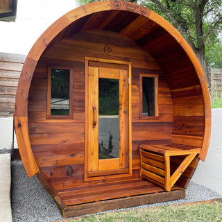 6 People 7′ x 8′ Flat Barrel Sauna | Heritage Sauna®