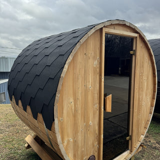 Lumina TH 2–3 Person Outdoor Barrel Sauna – Showroom Model | Heritage Sauna®