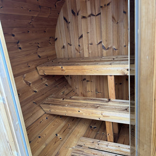 Lumina TH 2–3 Person Outdoor Barrel Sauna – Showroom Model | Heritage Sauna®
