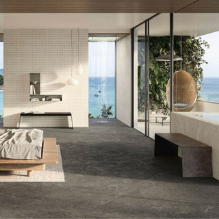 Nyra Charcoal (Black) Tile 12x24 | The Sauna Place