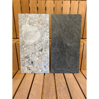 Nyra Charcoal (Black) Tile 12x24 | The Sauna Place