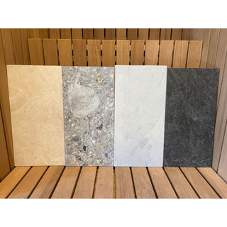Nyra Charcoal (Black) Tile 12x24 | The Sauna Place