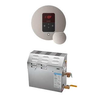 MrSteam MS 5 kW (5000 W) Steam Shower Generator Package with round iTempo Control - Brushed Nickel