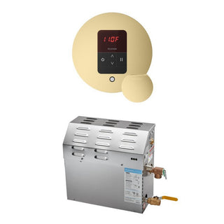 MrSteam MS 5 kW (5000 W) Steam Shower Generator Package with round iTempo Control - Satin Brass