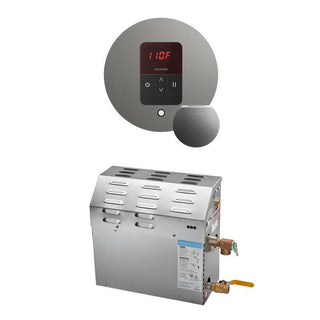 MrSteam MS 5 kW (5000 W) Steam Shower Generator Package with round iTempo Control - Satin Steel