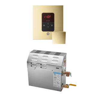 MrSteam MS 5 kW (5000 W) Steam Shower Generator Package with square iTempo Control - Polished Brass