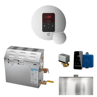 MrSteam MS 5 kW (5000 W) Steam Shower Generator Package with round iTempo Control in Polished Chrome and Accessories - Polished Chrome