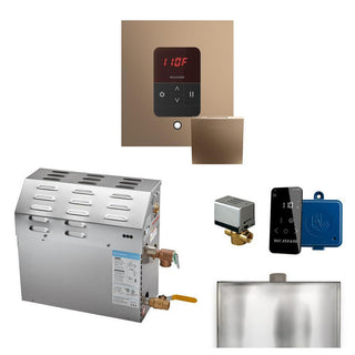 MrSteam MS 5 kW (5000 W) Steam Shower Generator Package with square iTempo Control in Polished Chrome and Accessories - Nuoveau Bronze