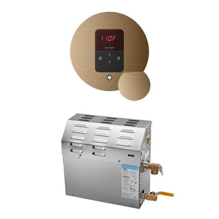 MrSteam MS 6 kW (6000 W) Steam Shower Generator Package with round iTempo Control - Brushed Bronze