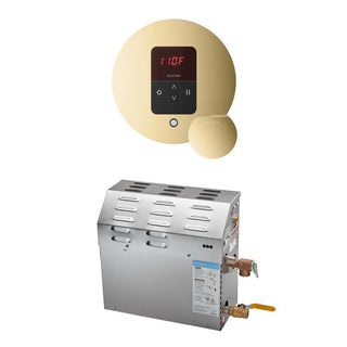 MrSteam MS 6 kW (6000 W) Steam Shower Generator Package with round iTempo Control - Polished Brass