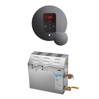 MrSteam MS 6 kW (6000 W) Steam Shower Generator Package with round iTempo Control - Brilliant Black
