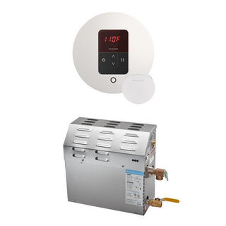 MrSteam MS 6 kW (6000 W) Steam Shower Generator Package with round iTempo Control - White