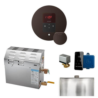 MrSteam MS 7.5 kW (7500 W) Steam Shower Generator Package with round iTempo Control in Polished Chrome and Accessories - Oil-Rubbed Bronze