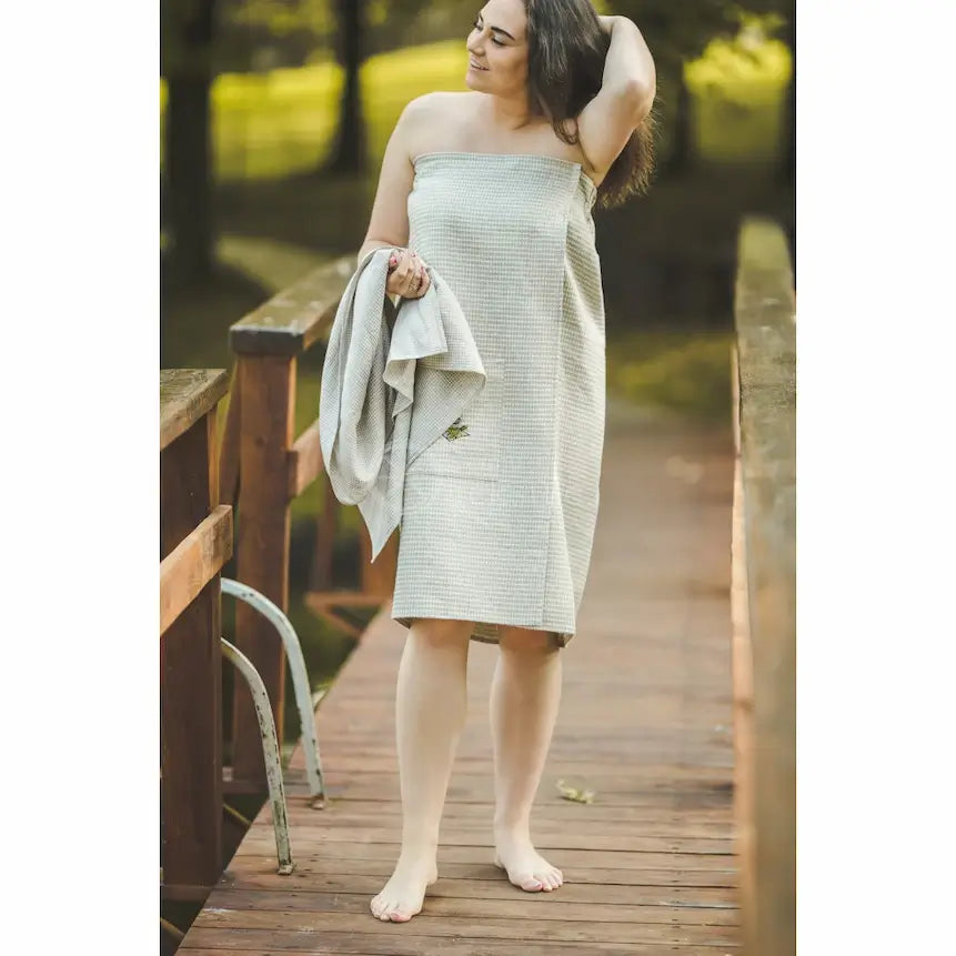 Waffle sauna apron full length | The Sauna Place