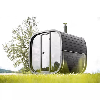 Black Cube Comfort Outdoor Sauna 6-Person | Leil Saunas