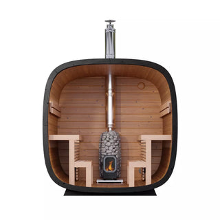 Black Cube Comfort Outdoor Sauna 6-Person | Leil Saunas