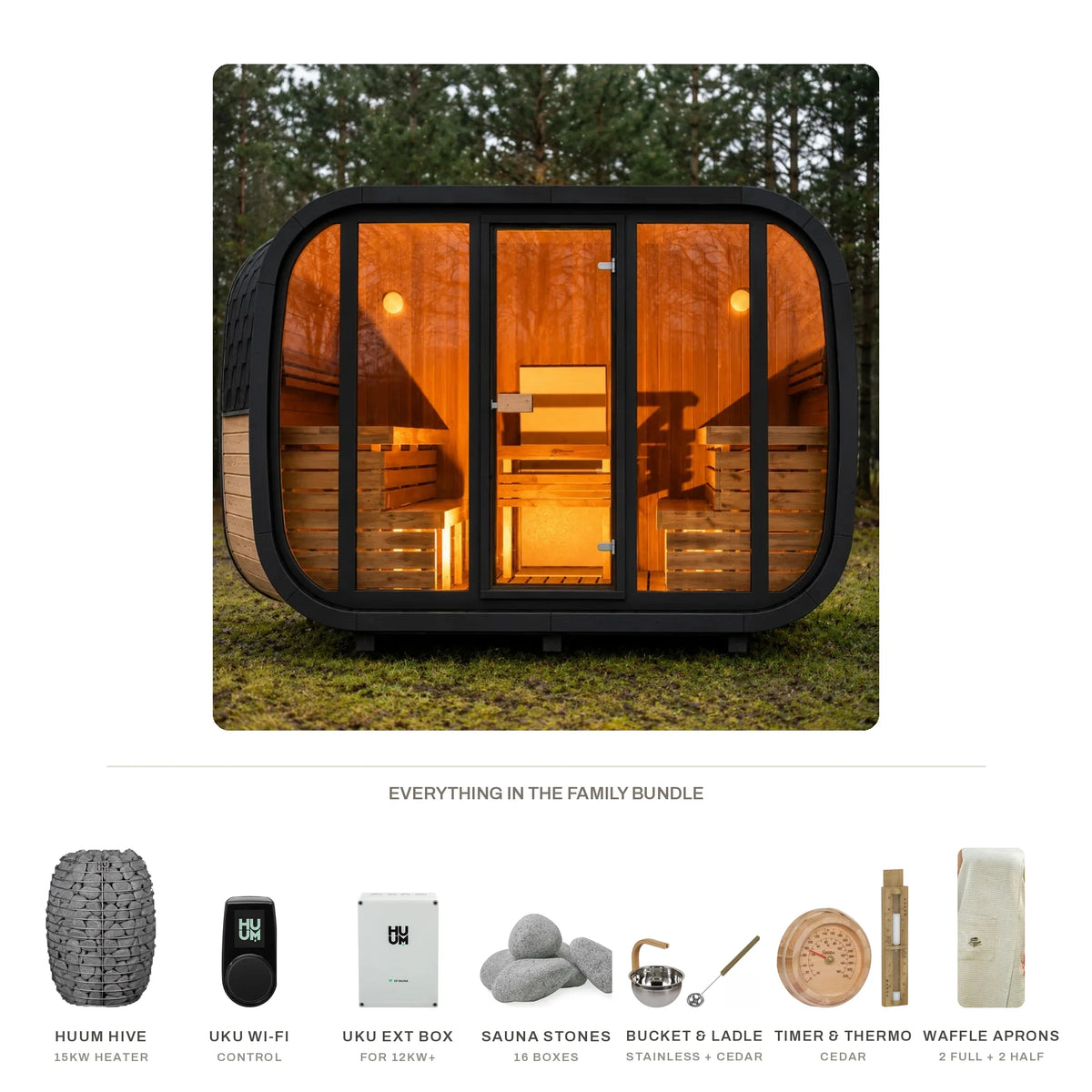 The Family Bundle — Lux Halo Sauna + 10 Items Bundle | Heritage Sauna®