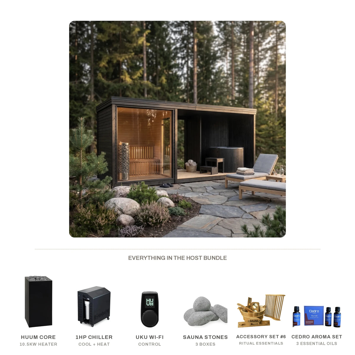 The Host Bundle — Lux Belvedere & Artico Plunge + 6 items Bundle | Heritage Sauna®