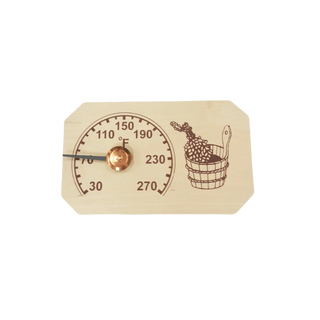 Pine Thermometer with Bucket & Birch Leaf (4 1/2″ x 7″) | The Sauna Place
