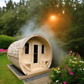 4 Person Flat Barrel Outdoor Sauna | Heritage Sauna®