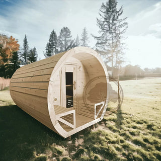4 Person Flat Barrel Outdoor Sauna | Heritage Sauna®