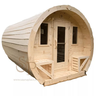 4 Person Flat Barrel Outdoor Sauna | Heritage Sauna®