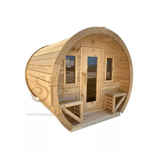 4 Person Flat Barrel Outdoor Sauna | Heritage Sauna®
