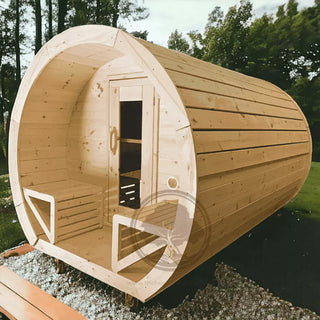 4 Person Flat Barrel Outdoor Sauna | Heritage Sauna®
