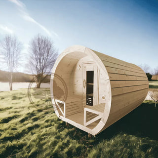 4 Person Flat Barrel Outdoor Sauna | Heritage Sauna®