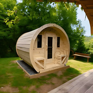 4 Person Flat Barrel Outdoor Sauna | Heritage Sauna®