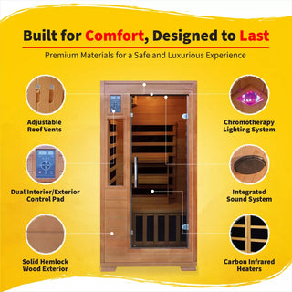 HeatWave Majestic 1-2 Person Hemlock Carbon Infrared Sauna