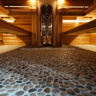 NSR Pebble Tiles for Accent Wall or Floors - Round polished obsidian