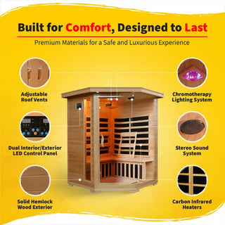 HeatWave Santa Fe 3 Person Carbon Corner Infrared Sauna
