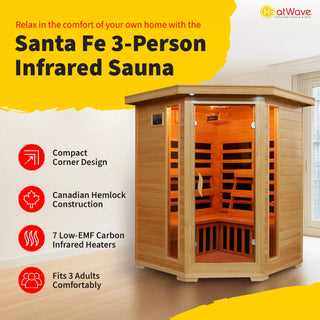 HeatWave Santa Fe 3 Person Carbon Corner Infrared Sauna