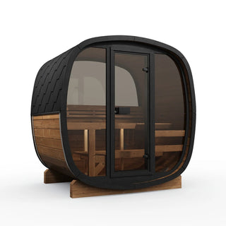 Aurora II Square Glass 3 Person Outdoor Sauna | Heritage Sauna®