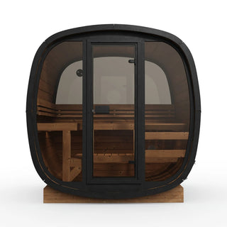 Aurora II Square Glass 3 Person Outdoor Sauna | Heritage Sauna®