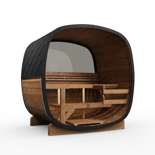 Aurora II Square Glass 3 Person Outdoor Sauna | Heritage Sauna®