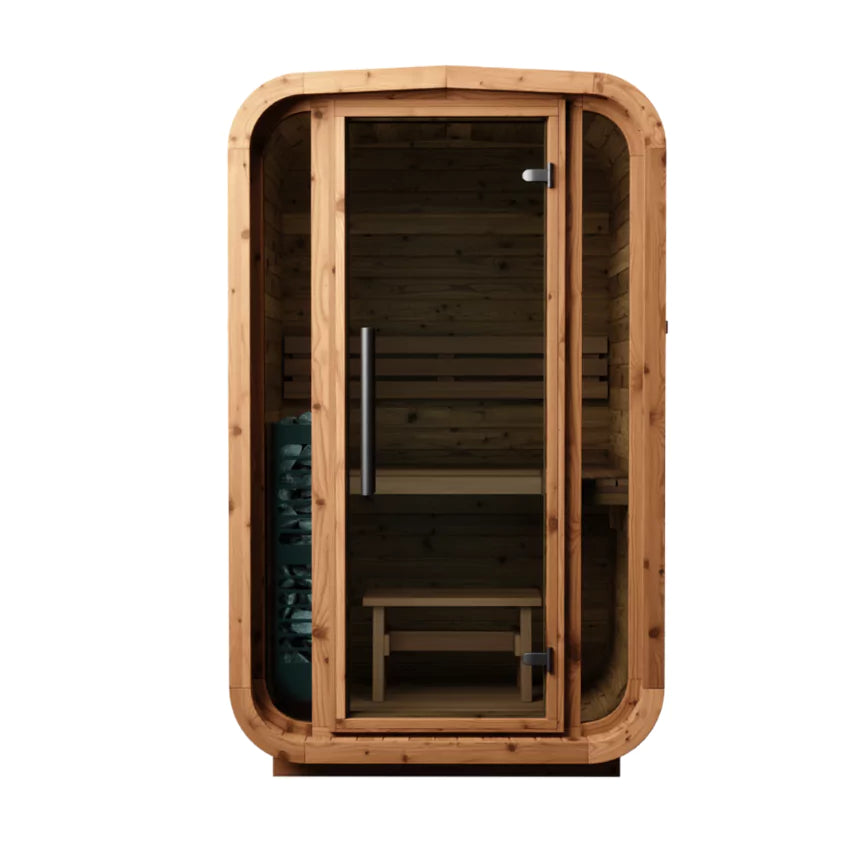(Image placeholder) Thermory Small Square Sauna No. 45: A Real Outdoor Sauna for Small Spaces — hero/angle view