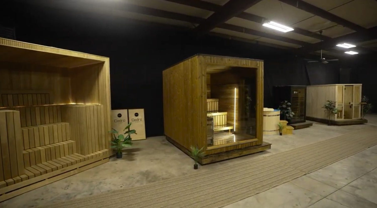 Cedro saunas on display in the Cookeville showroom