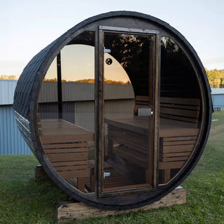 Lux Vulcano 6-Person Barrel Sauna | Heritage Sauna®